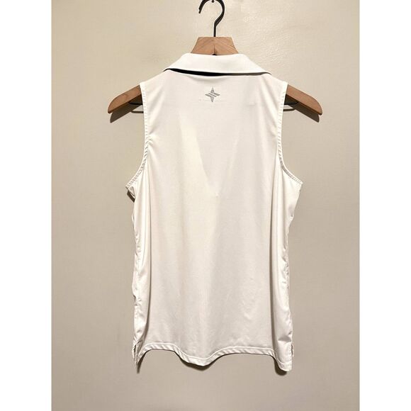 Tuckernuck Sport White Sleeveless Caroline Polo Tank Black Trim Size Small - Picture 3 of 6